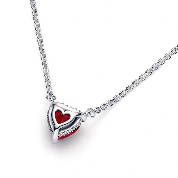 Pandora Sparkling Heart Halo Pendant Collier Necklace - Picture 3 of 4